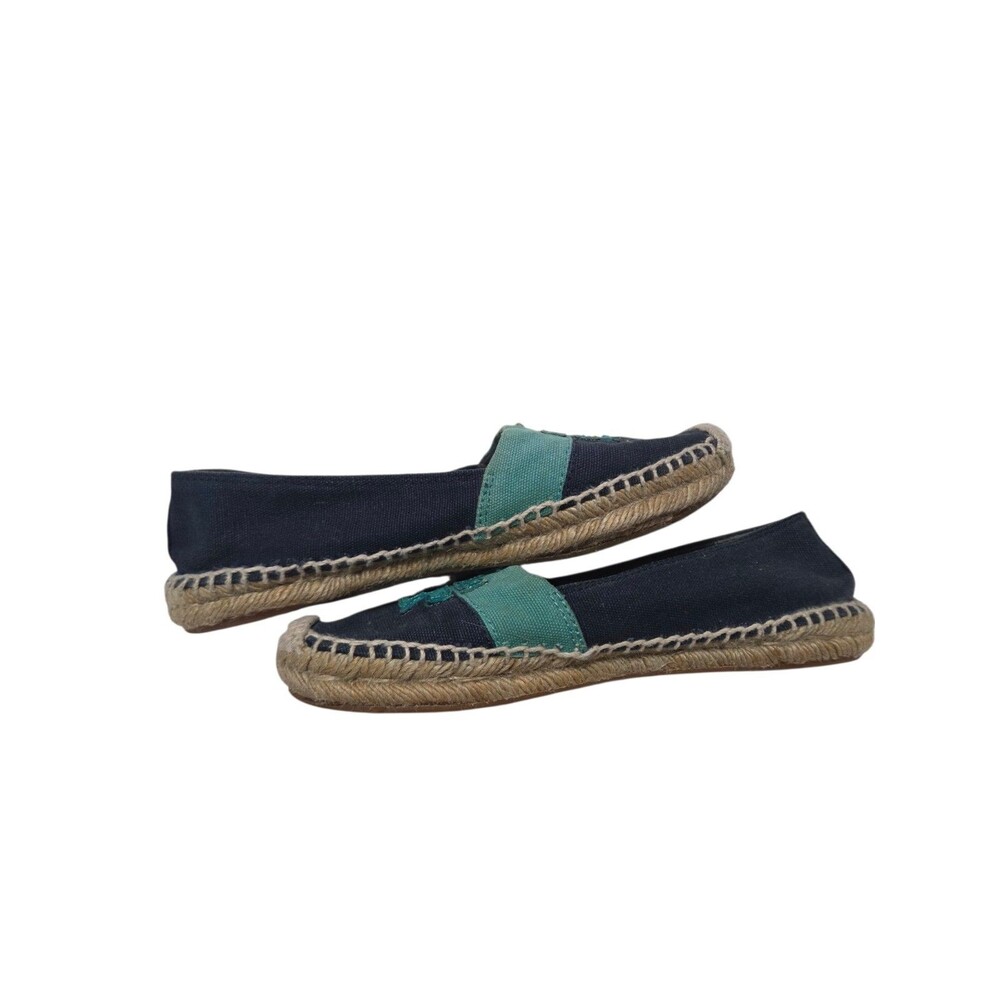 Tory Burch Weston Island Turquoise & Navy Espadrille Flats Size 8 - Picture 8 of 10